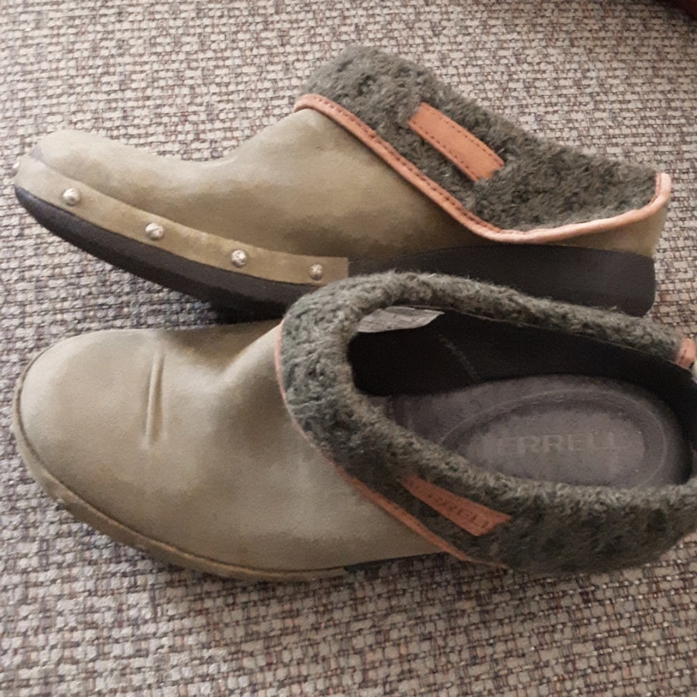 Merrell olive mules